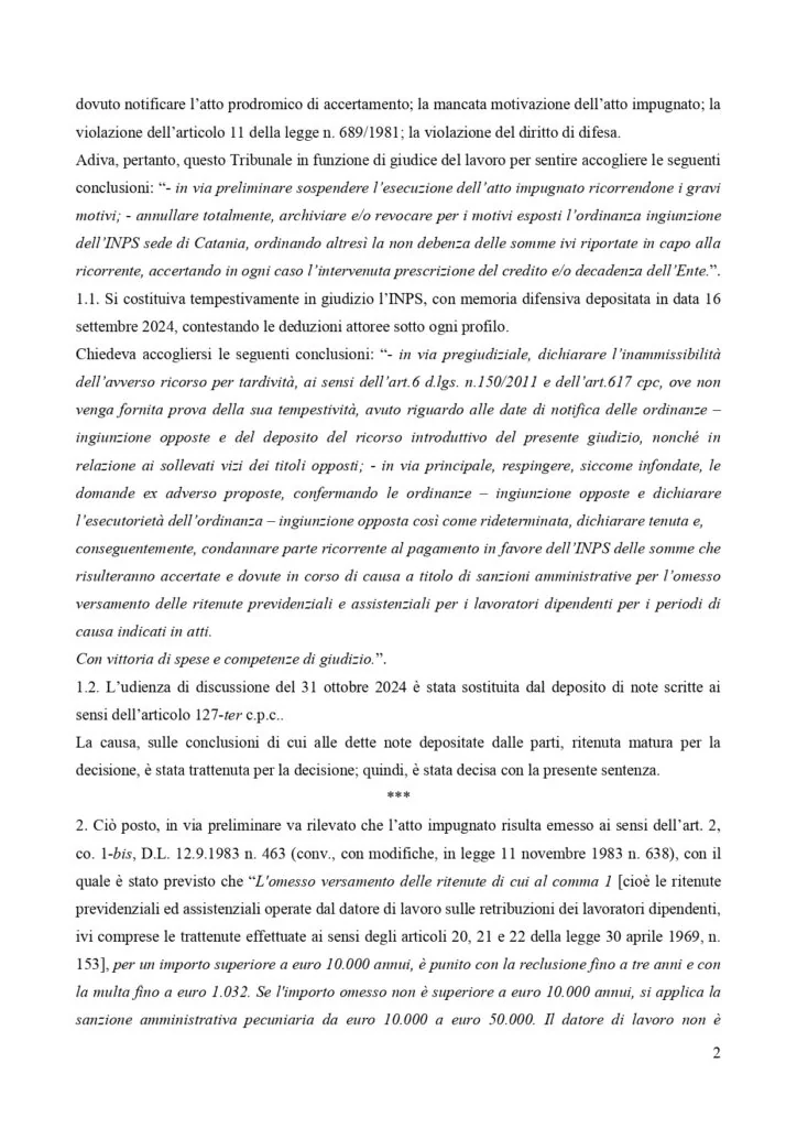 Documento: 12198410s, pagina 2 — 4 ORDINANZE INGIUNZIONE ANNULLATE. INPS CONDANNATA