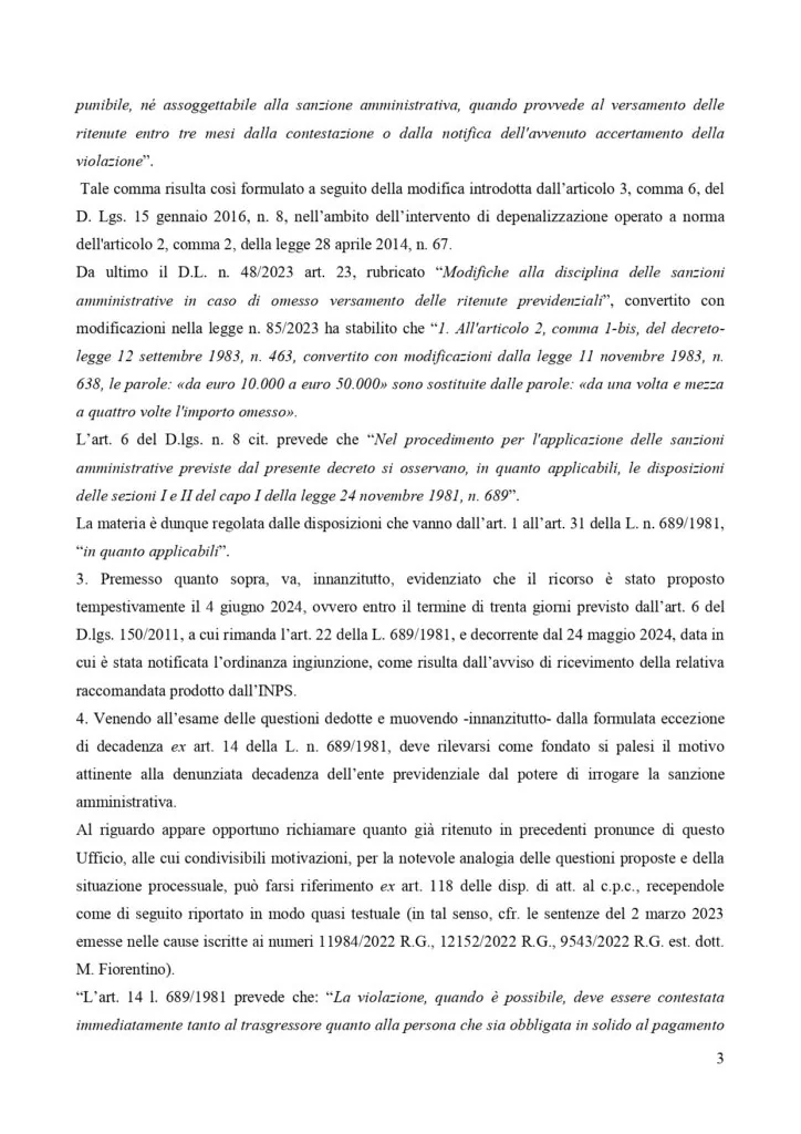 Documento: 12198410s, pagina 3 — 4 ORDINANZE INGIUNZIONE ANNULLATE. INPS CONDANNATA