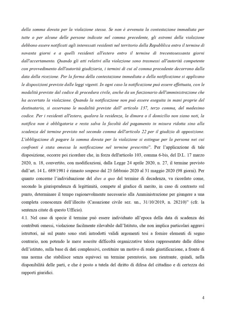 Documento: 12198410s, pagina 4 — 4 ORDINANZE INGIUNZIONE ANNULLATE. INPS CONDANNATA