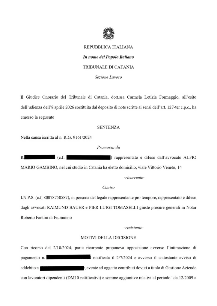 Documento: 15964734s, pagina 1 — Prescrizione Contributi INPS