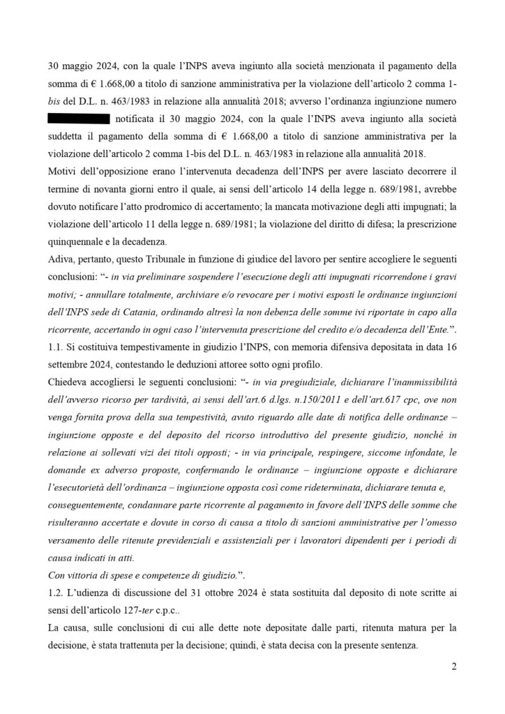 Documento: 23025774s, pagina 2 — 4 ORDINANZE INGIUNZIONE ANNULLATE. INPS CONDANNATA