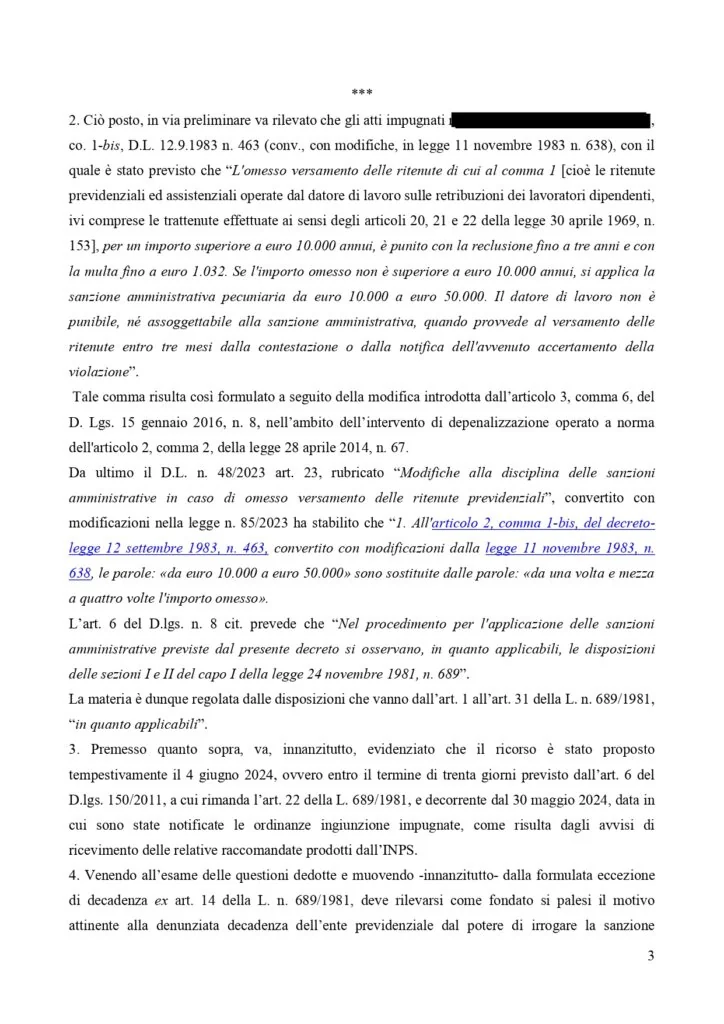 Documento: 23025774s, pagina 3 — 4 ORDINANZE INGIUNZIONE ANNULLATE. INPS CONDANNATA