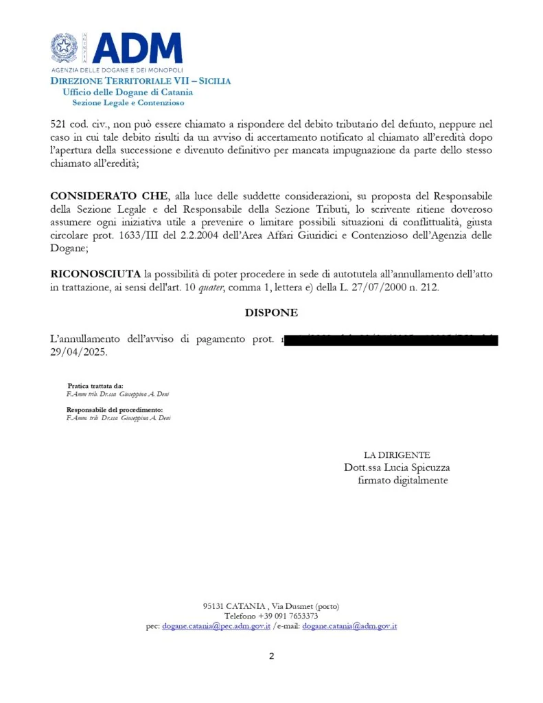 Documento: ANNULLAMENTO, pagina 2 — Rinucia all'eredità e Debiti Fiscali