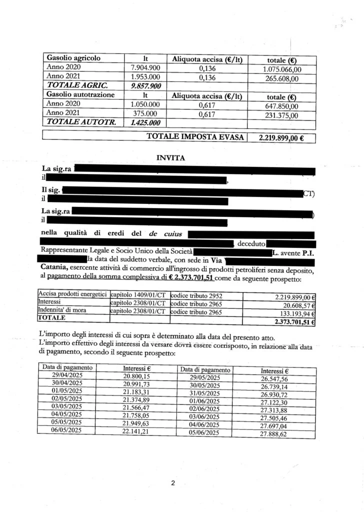 Avviso: DOC.1 DI PAGAMENTO, pagina 2 — Rinucia all'eredità e Debiti Fiscali