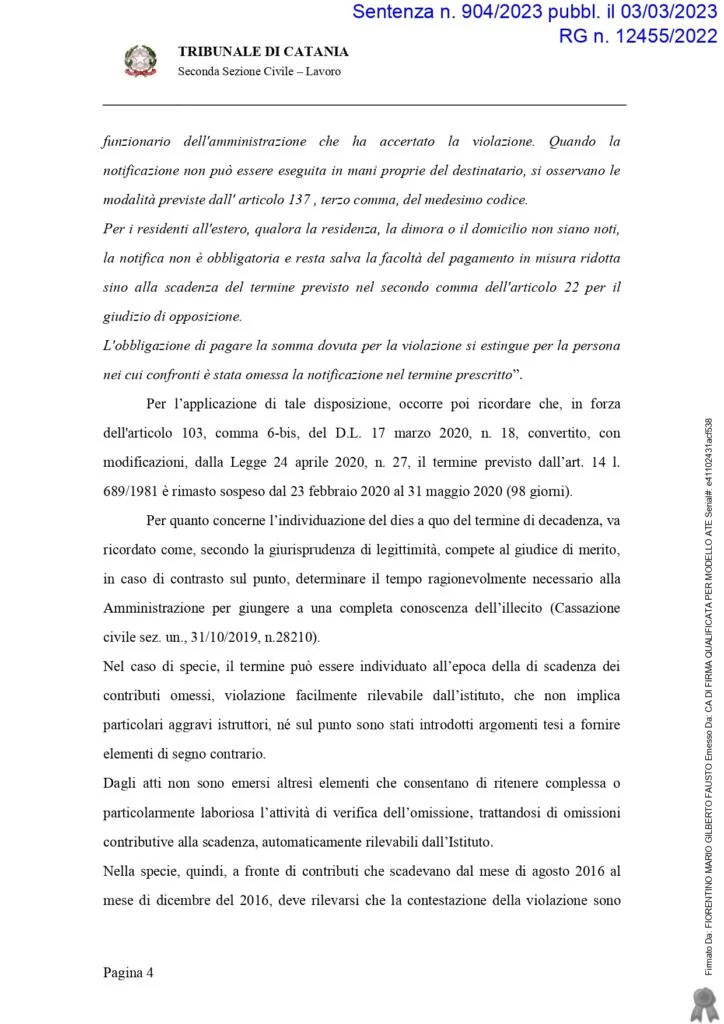 Sentenza: 904 23, pagina 4 — PRIMO ANNULLAMENTO PER DECADENZA DELLE ORDINANZE I