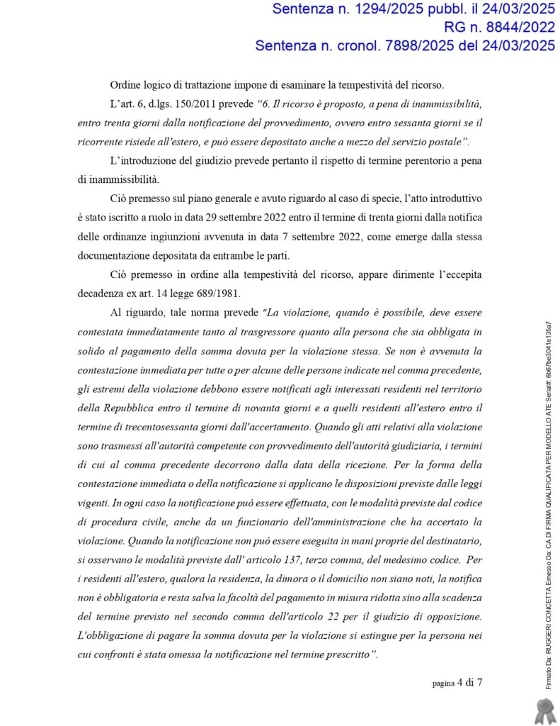 Sentenza: N. 1294, pagina 4 — ORINANZE INGIUNZIONI INPS - € 146.000,00 ANNULLATI