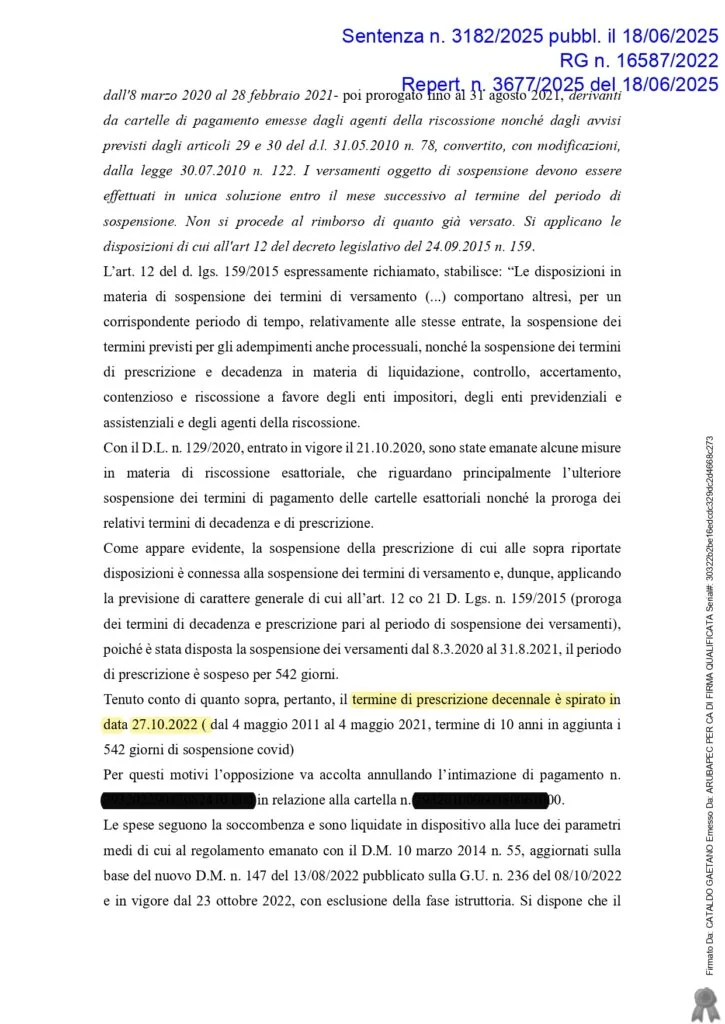 Sentenza: SCONTRINO, pagina 5 — TRIBUNALE ORDINARIO DI CATANIA - PRESCRIZIONE MULT