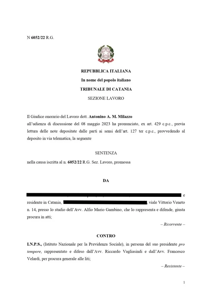 Sentenza, pagina 1 — ORDINANZA INGIUNZIONE DA €19.000,00. ANNULLAMENTO