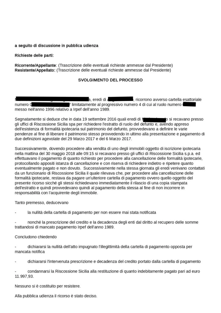 Sentenza, pagina 2 — L'AGENZIA DELLE ENTRATE RISCOSSIONE DEVE RESTITUIR