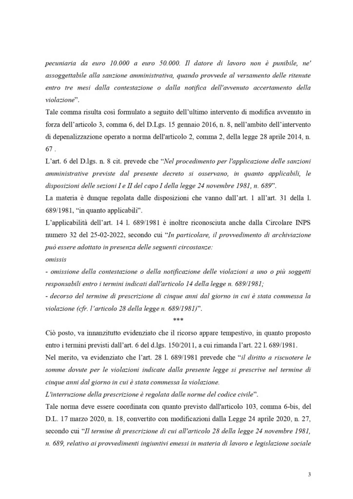 Sentenza, pagina 3 — ORDINANZA INGIUNZIONE DA €19.000,00. ANNULLAMENTO