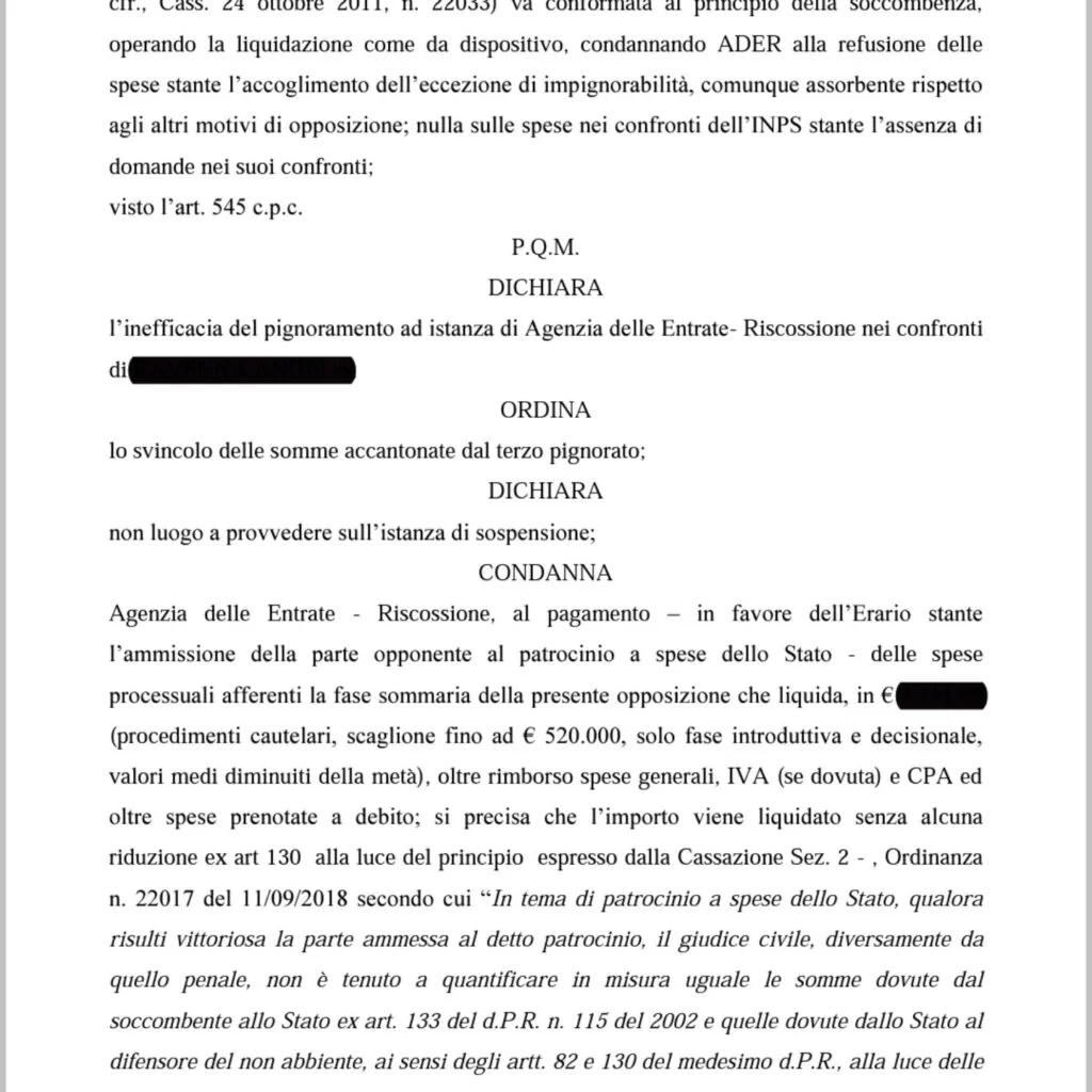 Documento: pagina — LA PENSIONE MININA IMPIGNORABILE. PIGNORAMENTO DIC