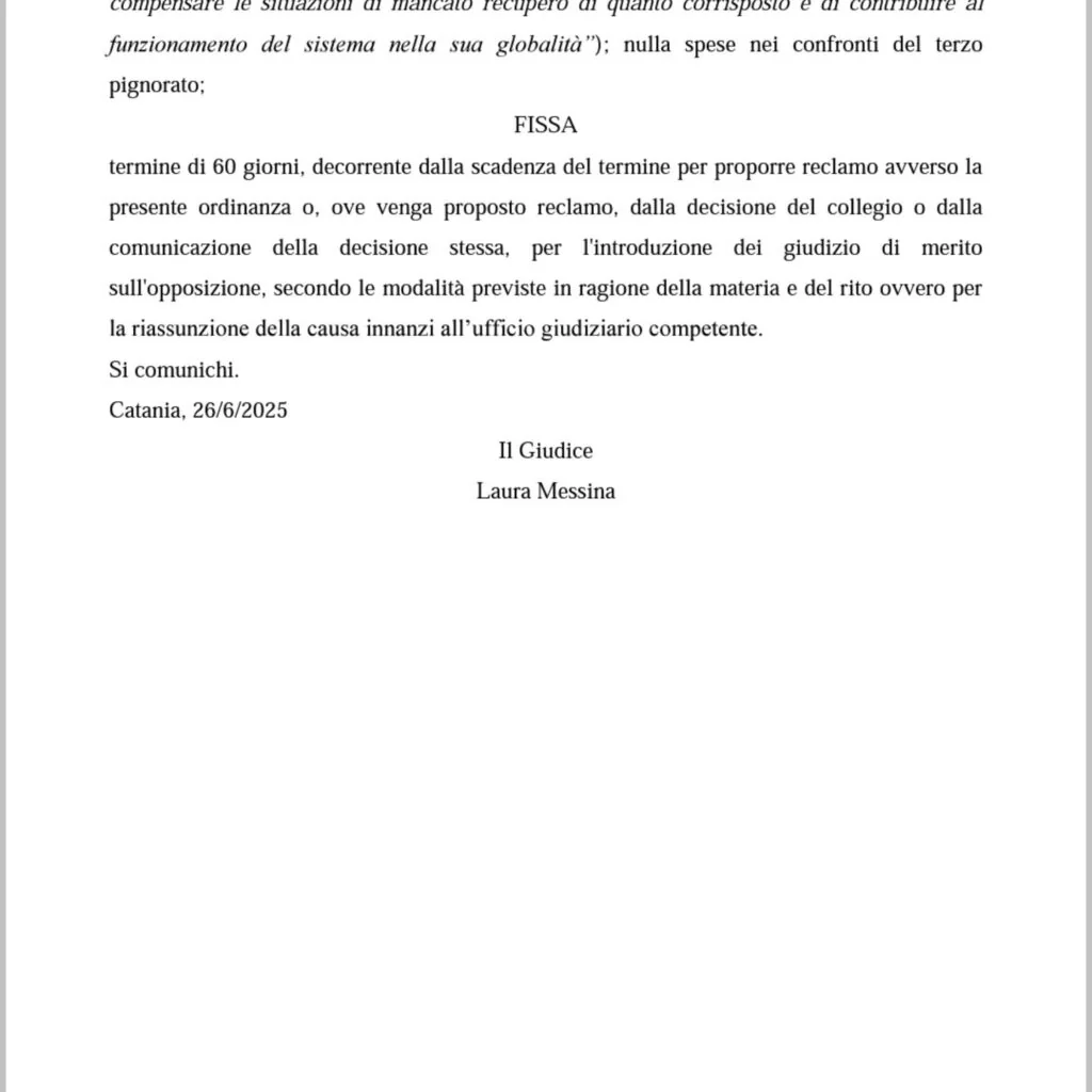 Documento: pagina — LA PENSIONE MININA IMPIGNORABILE. PIGNORAMENTO DIC