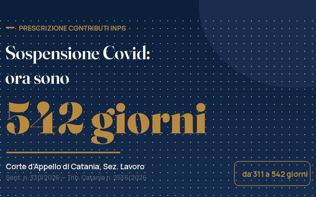 Sospensione Covid 542 giorni prescrizione contributi INPS